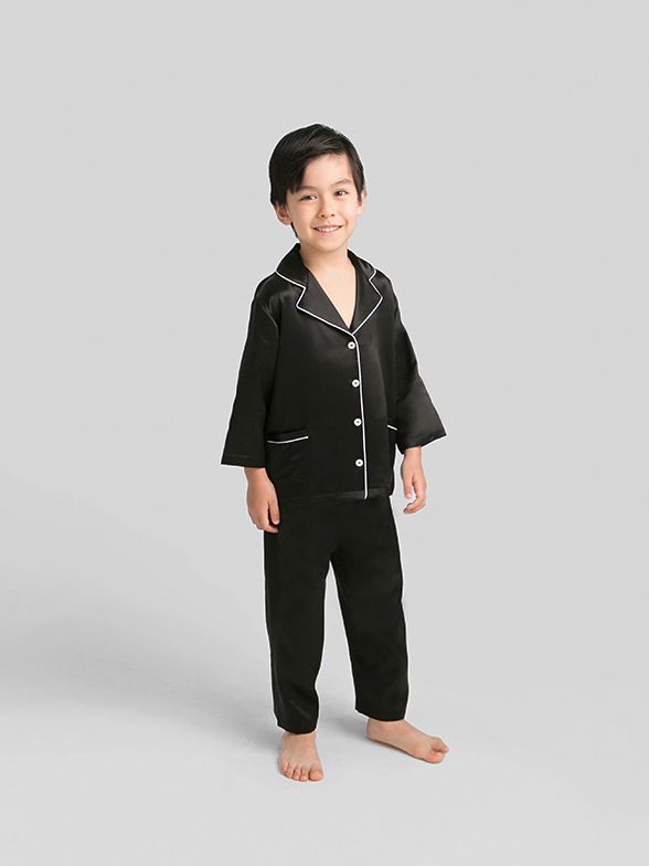 19 Momme Kids Silk Pajamas Set Boys and Girls Silk PJs